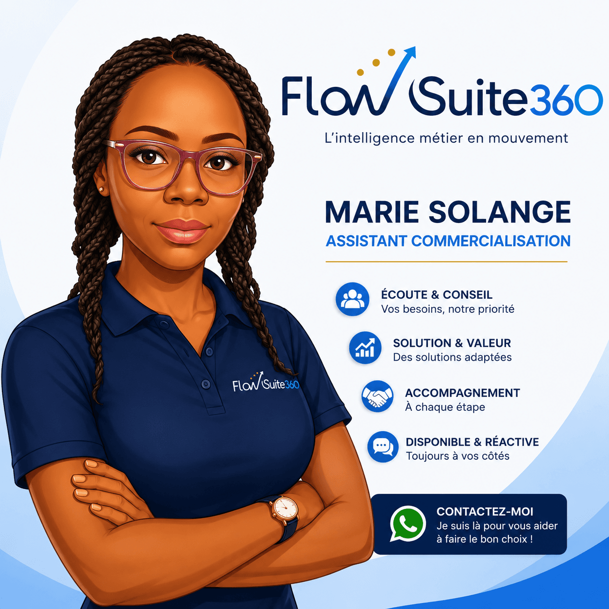 Portrait de Marie-Solange, assistante commerciale FlowSuite360